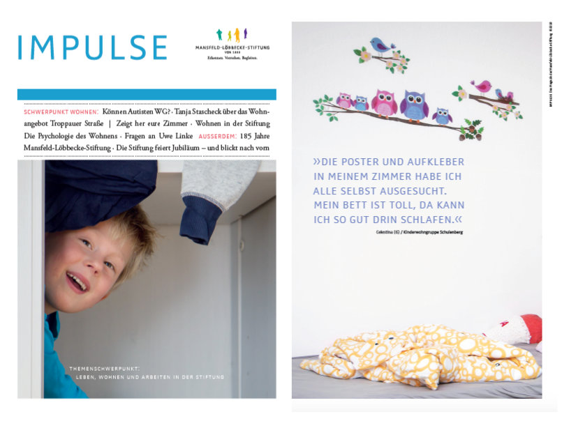 Mansfeld-Löbbecke-Stiftung: Impulse Magazin mit Themen zu Wohnen, Leben, Arbeiten. Kind im Schrank, Kinderzimmer.